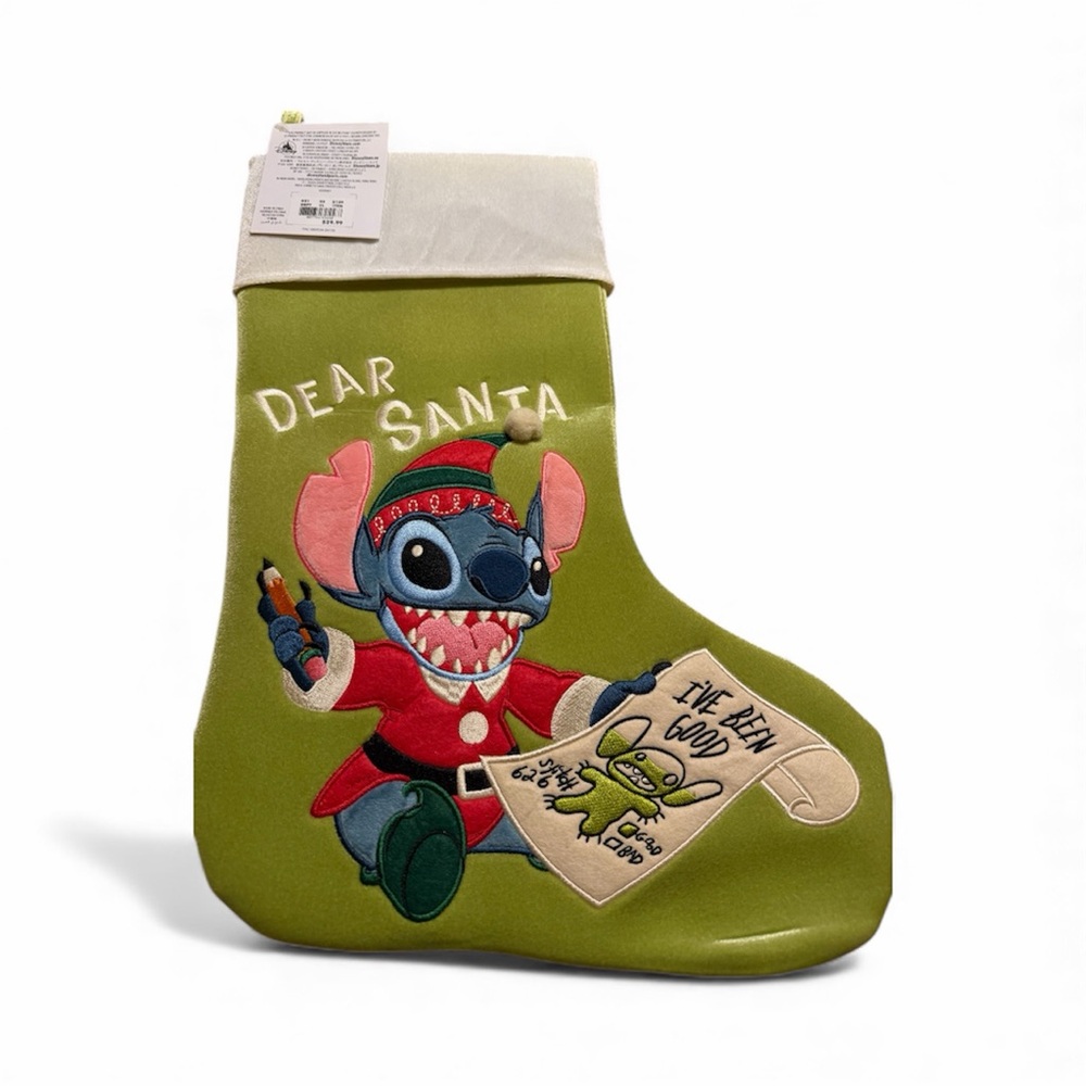 Disney Christmas Stocking - Stitch - Dear Santa, velvet, NWT
